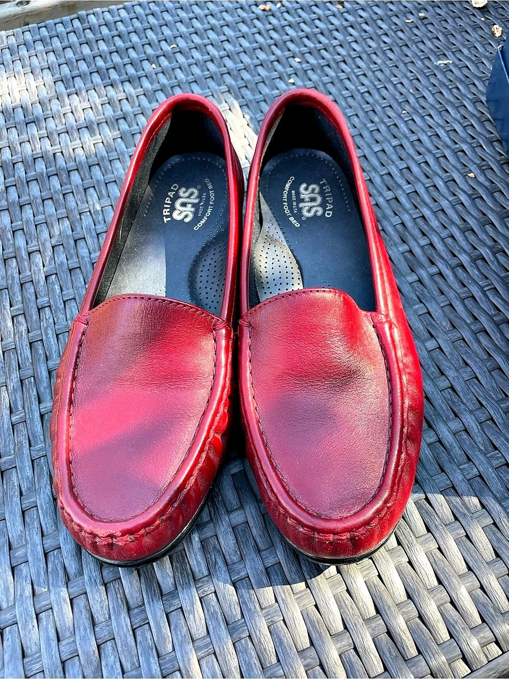 SAS Simplify Slip-On Loafer Women's Red Moccasin Shoes